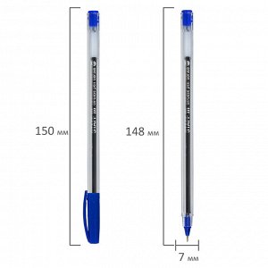 Ручка шариковая масляная STAFF Basic OBP-306, СИНЯЯ, игольчатый узел 0,7 мм, линия 0,35 мм, 143009