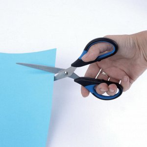 Ножницы BRAUBERG "Office-Expert" 170 мм, сине-черные, резиновые вставки, 3-х сторон. заточка, 231561