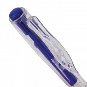 Ручка шариковая автоматическая с грипом STAFF Basic BPR-820, СИНЯЯ,корп.прозр, 0,7мм,лин.0,35мм, 142820