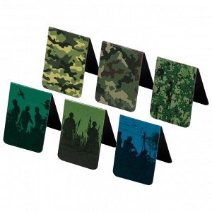 Закладки для книг МАГНИТНЫЕ, "MILITARY", набор 6 шт., 35х25мм, BRAUBERG, 113164