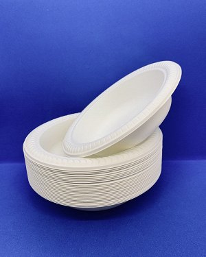 Тарелка глубокая Д 180 мм, белая, кукурузный крахмал, 1*25 шт. (400 шт./ 16 уп. в кор.)