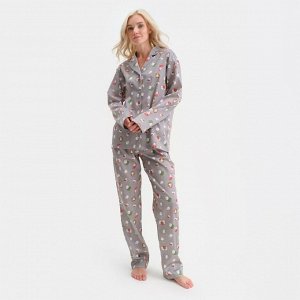 Пижама новогодняя женская (рубашка, брюки) KAFTAN «Зайка», серая