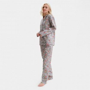 Пижама новогодняя женская (рубашка, брюки) KAFTAN «Зайка», серая