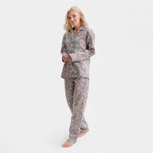 Пижама новогодняя женская (рубашка, брюки) KAFTAN «Зайка», серая