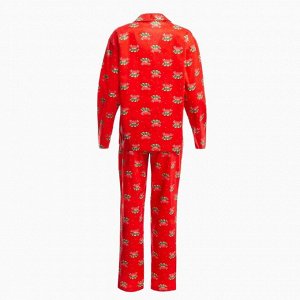 Пижама новогодняя женская (рубашка, брюки) KAFTAN «Машинки», красная