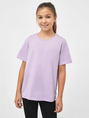 Базовая хлопковая футболка лавандового цвета для девочек