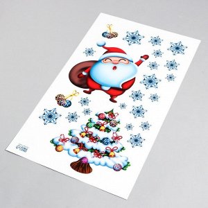 Интерьерная наклейка "Дед мороз и снежинки" 30х50 см