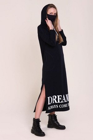Платье длинное с разрезами - DREAMS - 477 - т-синее