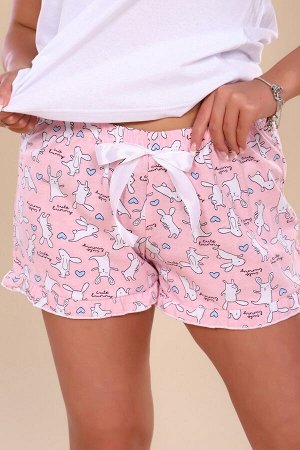 Пижама майка+шорты - Зайки - 614- розовый