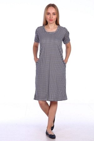 Платье клетчатое с узлом на спине - Ника - 409 - серый