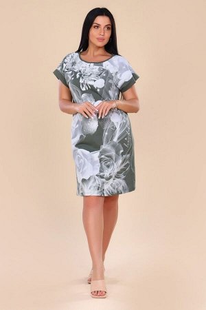Платье с эффектным принтом - Хрусталь - 410 - хаки
