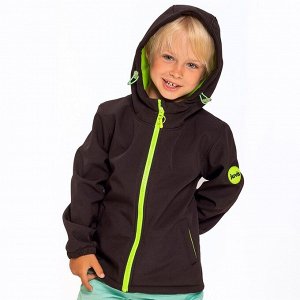 Куртка детская SOFTSHELL, цвет чёрный/салатовый, рост