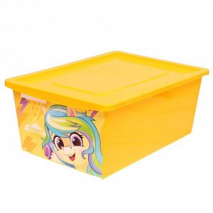 Ящик для игрушек с крышкой, «Радужные единорожки», объём 30 л, цвет жёлтый