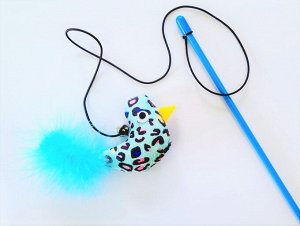 Игрушка для кошек "Удочка птичка", размер 47 см / 6 см  х 12 см, цвет голубой