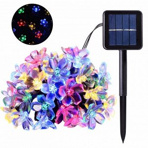 Светодиодная гирлянда "цветочки" на солнечной батарее, 5 метров, 20 LED, 2 режима мигания