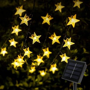Светодиодная гирлянда "звезды" на солнечной батарее, 3,5 метра, 10 LED, 8 режимов мигания