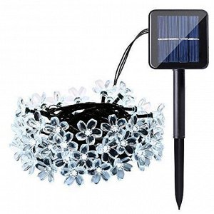 Светодиодная гирлянда "цветочки" на солнечной батарее, 5 метров, 20 LED, 2 режима мигания