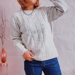 Женский джемпер, с круглым воротником, принт &quot;Вертикальная полоска&quot;, цвет синий