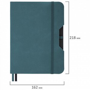 Блокнот А5 (162х218 мм), BRAUBERG &quot;NOTE&quot;, под кожу софт-тач, с резинкой, 80 л., клетка, светло-серый, 113441