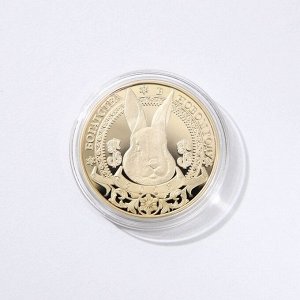 Монета заяц "Счастья, достатка, удачи", диам. 4 см