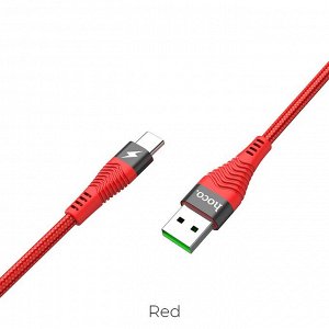 NEW ! Кабель зарядный HOCO U53 5A Flash USB на Type-C 1.2 м, красный или черный, 7-контактный