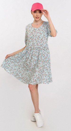 Платье штапель 5942/03/Голубой, розовый