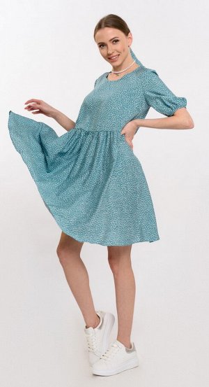 Платье штапель 5942/01/Бирюзовый, голубой