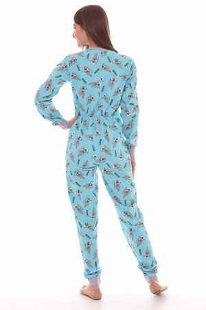 Пижама женская 1-130в комбинезон (голубой)
