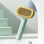 Расческа для шерсти домашних животных, цвет зеленый/желтый (игла с круглой головкой)