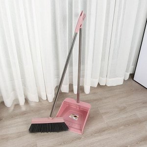 Набор для уборки (веник+совок), розовый
