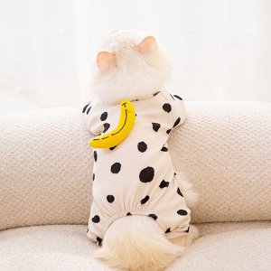 Одежда для домашних животных, комбинезон, принт "банан", в горошек