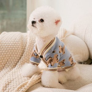 Одежда для домашних животных, теплый кардиган, цвет голубой