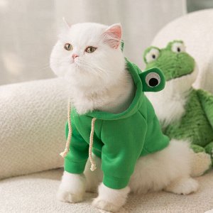 Одежда для домашних животных, кофта с капюшоном, цвет зеленый