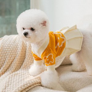 Одежда для домашних животных, кардиган с юбкой, цвет желтый