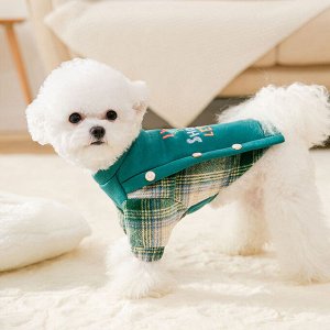 Одежда для домашних животных, утепленная кофта, цвет зеленый