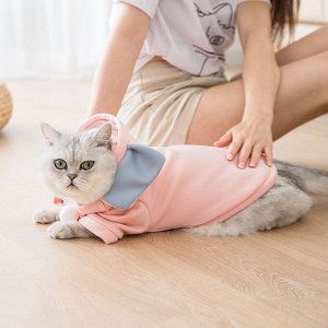 Одежда для домашних животных, утепленная кофта с капюшоном, принт "Розовый слон"