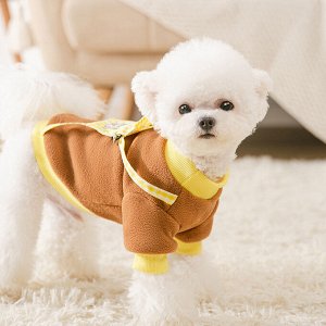 Одежда для домашних животных, теплая кофта с рюкзаком, цвет коричневый