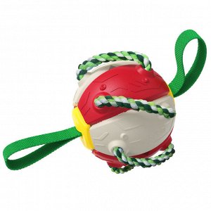 Игрушка для домашних животных, шарик с веревками, цвет красный/зеленый