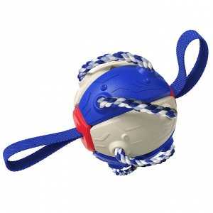 Игрушка для собак, "мяч-трансформер, фрисби", цвет синий/белый