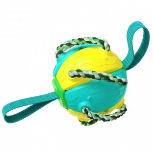 Игрушка для домашних животных, шарик с веревками, цвет желтый/бирюзовый