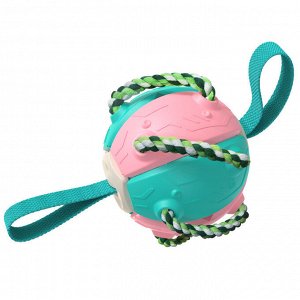 Игрушка для домашних животных, шарик с веревками, цвет розовый/бирюзовый