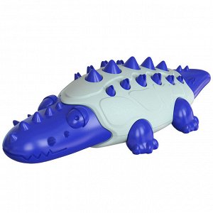 Игрушка грызунок для собак "крокодил", цвет синий