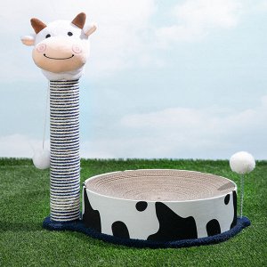 Игровой комплекс для домашних животных с когтеточкой, принт "Корова"