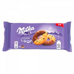 Печенье в виде колец покрытые шоколадом Milka Cookie Loop / Милка Луп 132 гр