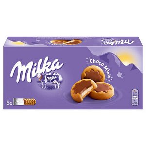 Печенье Milka Милка Choco Minis в виде звездочек с шоколадным центром, в упаковке 4 шт 150 гр