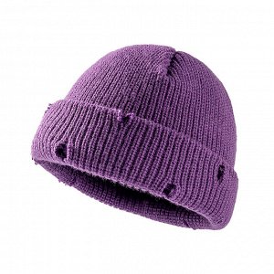 Однотонная шапка унисекс, цвет фиолетовый