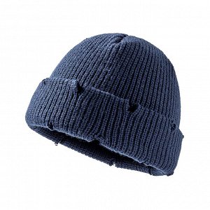 Однотонная шапка унисекс, цвет темно-синий