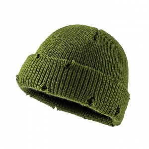 Однотонная шапка унисекс, цвет зеленый