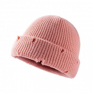 Однотонная шапка унисекс, цвет розовый
