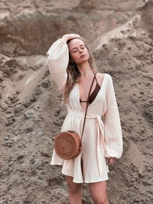 Martichelli Пляжный комбинезон из хлопка кремовый